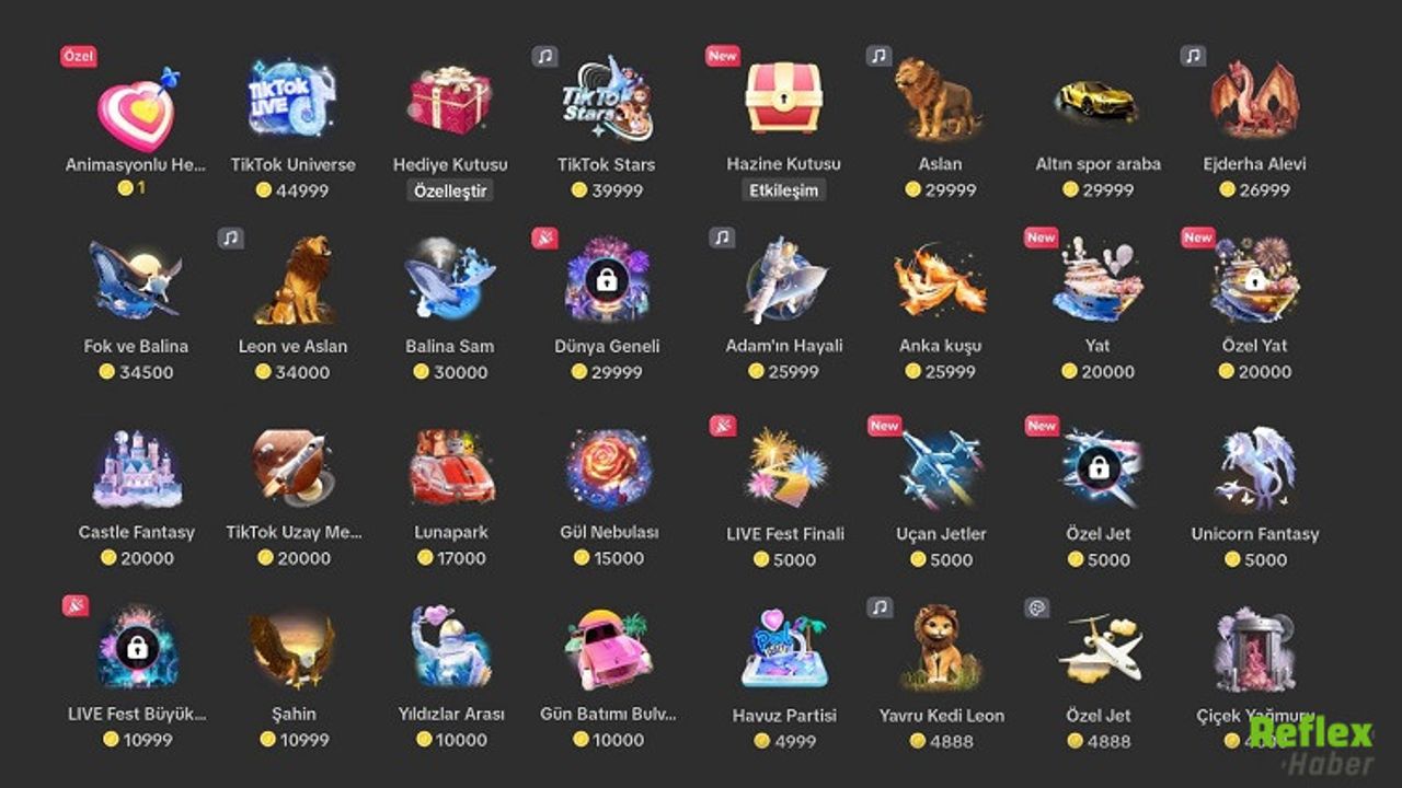 TikTok Hediye Fiyatları 2026 Şubat Güncel Liste