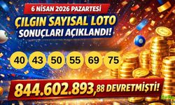 6 Nisan 2026 Pazartesi Çılgın Sayısal Loto Sonuçları Açıklandı! İşte Kazandıran Numaralar: 844.602.893,88 TL Devretmişti