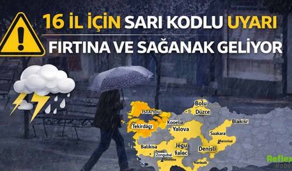 16 İl İçin Sarı Kodlu Uyarı! Fırtına Ve Sağanak Geliyor