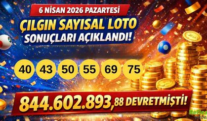 6 Nisan 2026 Pazartesi Çılgın Sayısal Loto Sonuçları Açıklandı! İşte Kazandıran Numaralar: 844.602.893,88 TL Devretmişti
