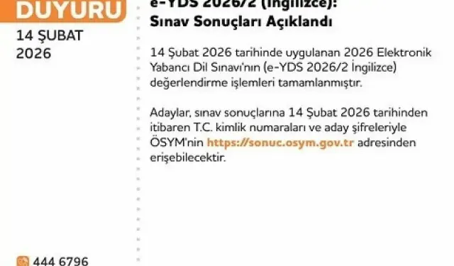 14 Şubat e-YDS sonuçları açıklandı mı?
