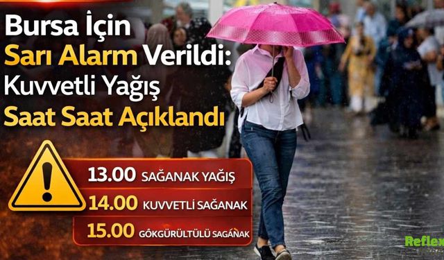 Bursa İçin Sarı Alarm Verildi: Kuvvetli Yağış Saat Saat Açıklandı