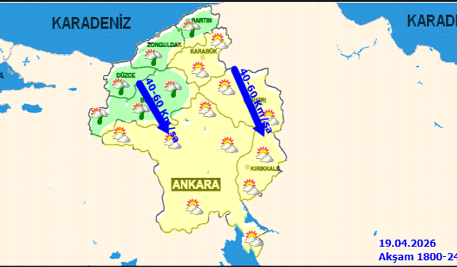 Ankara'da 19 Nisan Pazar Günü Hava Durumu: Yağmur ve Kuvvetli Rüzgar Bekleniyor