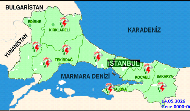 İstanbul'da 14 Mayıs Perşembe Günü Hava Durumu: Sağanak Yağış ve Gök Gürültüsü Bekleniyor