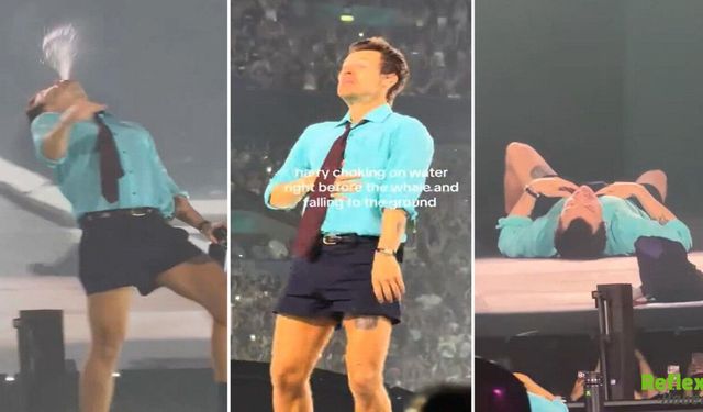 Harry Styles'ın Sahne Şovu Kabusa Döndü! Ağzından Püskürttüğü Su Boğazına Kaçtı