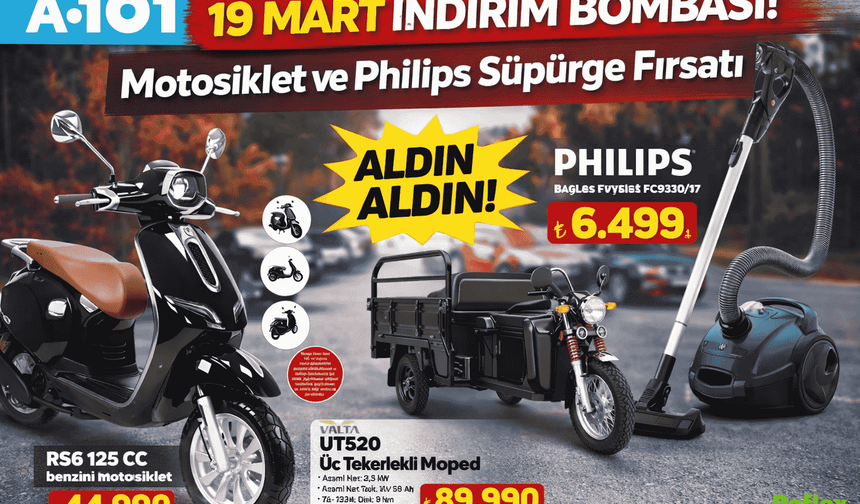 A101 19 Mart Aktüel Listesi Şaşırttı! Motosiklet, Keman ve Philips Süpürge Satışta