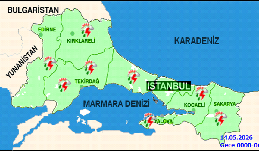 İstanbul'da 14 Mayıs Perşembe Günü Hava Durumu: Sağanak Yağış ve Gök Gürültüsü Bekleniyor