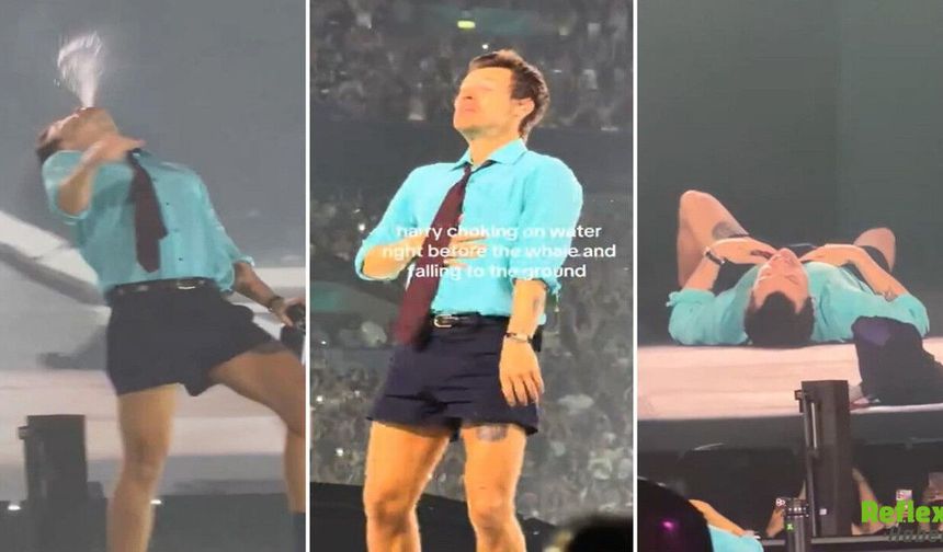 Harry Styles'ın Sahne Şovu Kabusa Döndü! Ağzından Püskürttüğü Su Boğazına Kaçtı