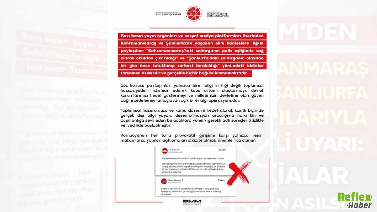 Dmm’den Kahramanmaraş Ve Şanlıurfa Saldırılarıyla İlgili Uyarı “İddialar Tamamen Asılsız”