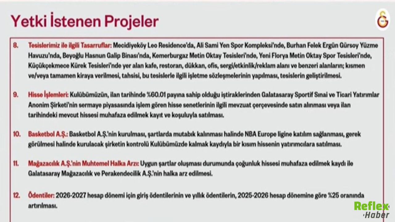 Galatasaray'da Tarihi Karar! 11 Projenin Tamamına Onay Çıktı2